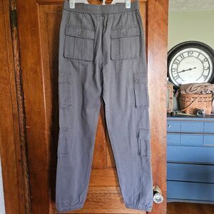 Mens Gray Cargo‎ Pants  Size L  Drawstring Waist  New Without Tags 30" Wst